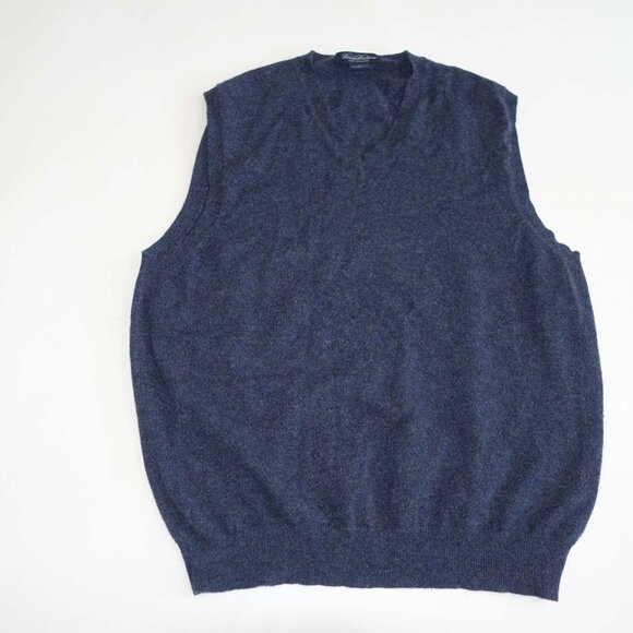 Brooks Brothers Men's 100% Cashmere V-Neck Sweater Vest Medium Navy Blue M - Picture 1 of 4
